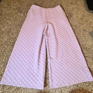 Things Between Lilac Purple Textured Checkerboard Wide Leg Pants Large Womens